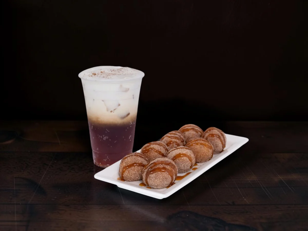 Pumpkin Spice Bomboloni and Pumpkin Spice Dirty Soda
